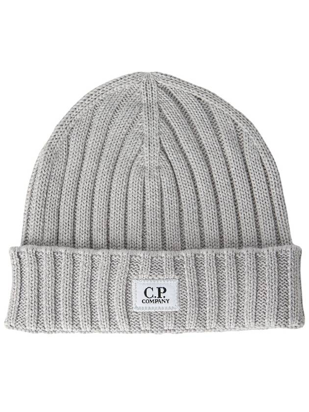 Extra Fine Merino Wool Logo Beanie Grey - CP COMPANY - BALAAN 2