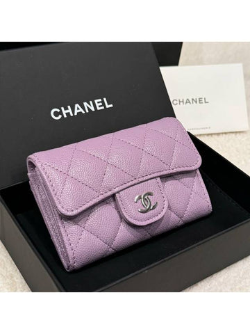 Card wallet classic caviar light purple silver plate - CHANEL - BALAAN 1