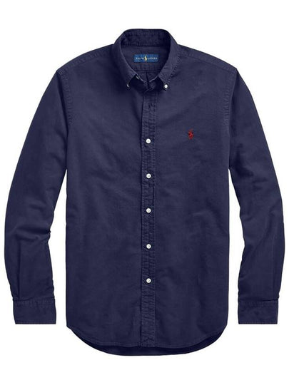 Men's Cotton Classic Fit Oxford Long Sleeve Shirt Navy - POLO RALPH LAUREN - BALAAN 2