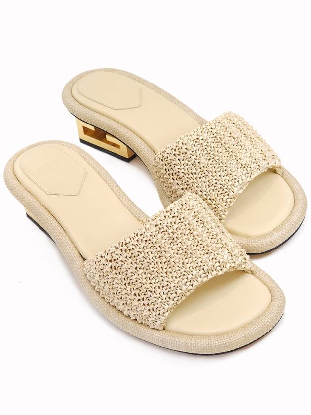 Women s Raffia FF Gold Heel Sandals Ivory 8X8412 AO0H F0QA4 - FENDI - BALAAN 3