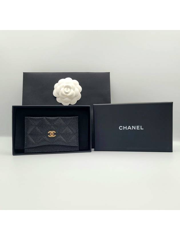 Gold CC Logo Caviar Card Wallet Black - CHANEL - BALAAN 9