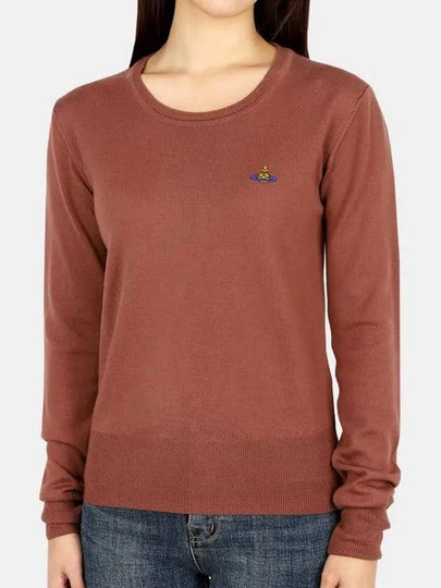 Women's Embroidered Logo Bea Wool Knit Top Brown - VIVIENNE WESTWOOD - BALAAN 2