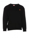 Boke Flower Crest Embroidered Wool Knit Top Black - KENZO - BALAAN 2