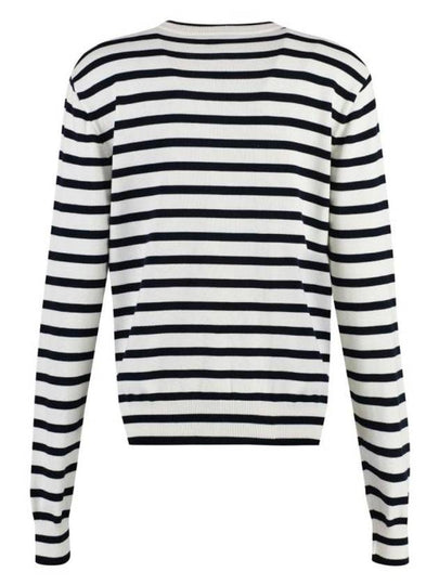 Fox Head Intarsia Regular Striped Cardigan Black White - MAISON KITSUNE - BALAAN 2