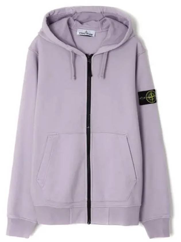 Men Wappen Cotton Fleece Hooded Zip Up Lavender - STONE ISLAND - BALAAN 2