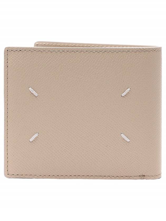 Stitched Bifold Leather Half Wallet Beige - MAISON MARGIELA - BALAAN 5