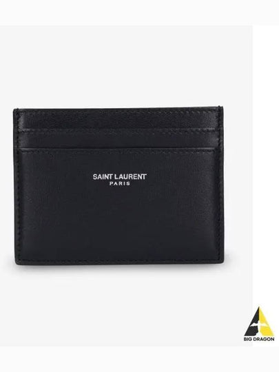 Smooth Leather Classic Logo Card Wallet Black - SAINT LAURENT - BALAAN 2