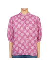 Women's Half Button Rami Cotton Blouse Pink - VANESSA BRUNO - BALAAN 2