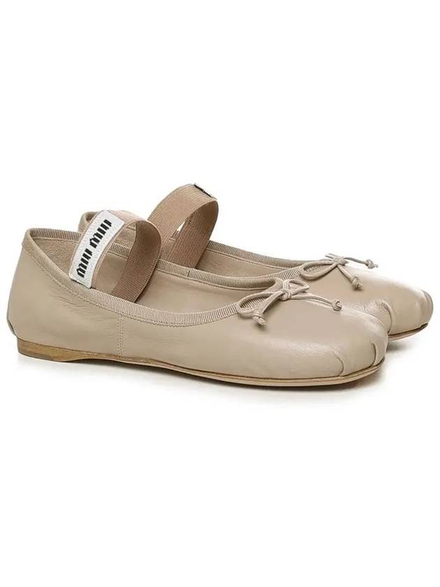 Women's Logo Leather Ballerinas Water Lily - MIU MIU - BALAAN 5