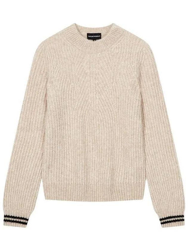 Women s Alpaca Blend Ribbed Knit Beige - EMPORIO ARMANI - BALAAN 1