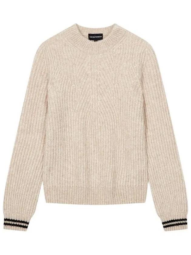 Women s Alpaca Blend Ribbed Knit Beige - EMPORIO ARMANI - BALAAN 1