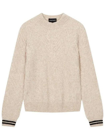 Women s Alpaca Blend Ribbed Knit Beige - EMPORIO ARMANI - BALAAN 1