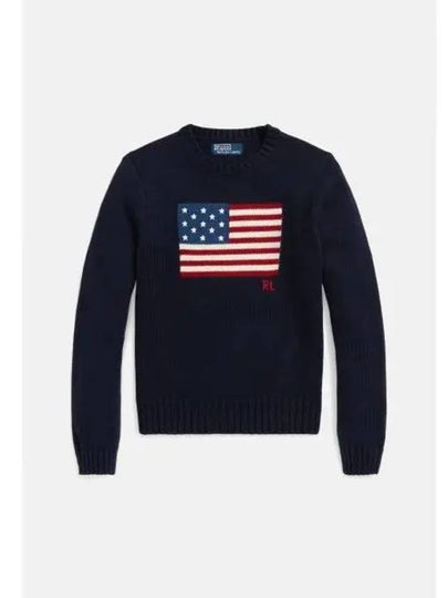 Flag Cotton Crew Neck Knit Top Navy - POLO RALPH LAUREN - BALAAN 2