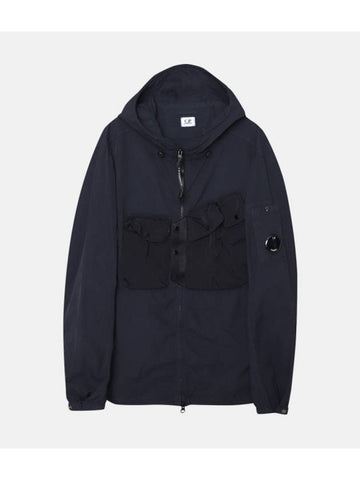 Flatt Nylon Garment Dyeing Hooded Jacket Navy - CP COMPANY - BALAAN 1