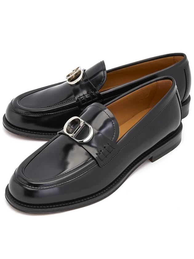 Granville CD Logo Leather Loafers Black Polished - DIOR - BALAAN 2