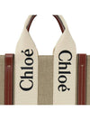 Woody Small Canvas Tote Bag White Brown Beige - CHLOE - BALAAN 9