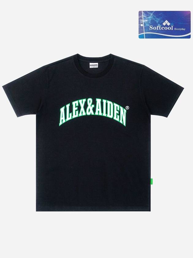 Line Big Arch Logo Short Sleeve T Shirt Black - ALEX&AIDEN - BALAAN 2