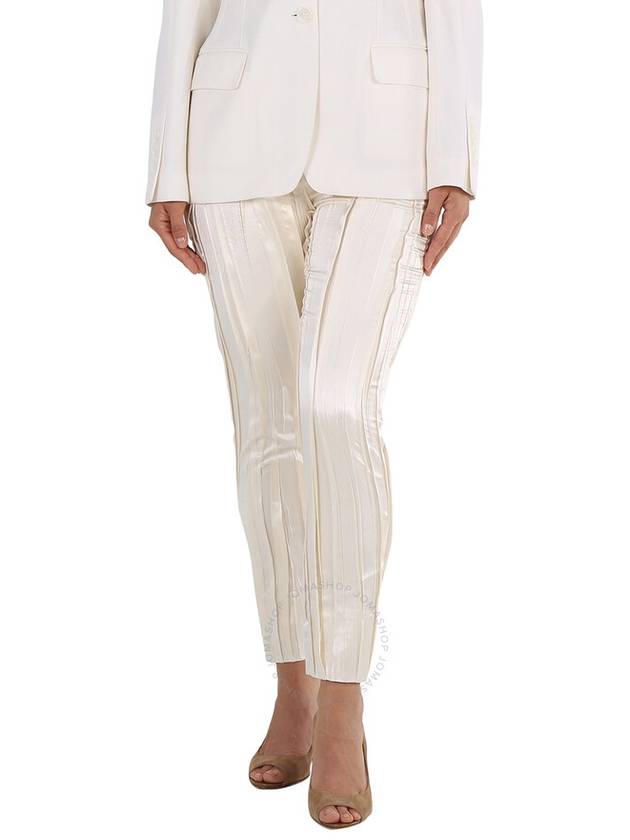 White Crinkle Effect Tailor Straight Pants White - SAINT LAURENT - BALAAN 2