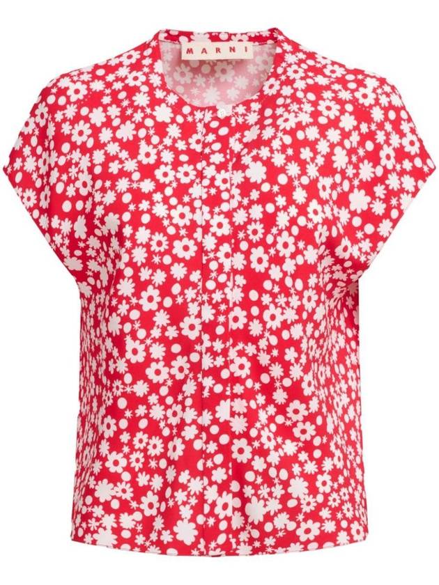 Marni Pop Fields Short Sleeved Satin Top Clothing - MARNI - BALAAN 1