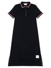 RWB Trimmed Polo Cotton Midi Dress Navy - THOM BROWNE - BALAAN 2