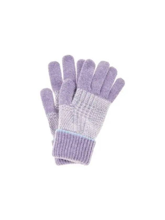 Women's Houndstooth Check Wool Gloves Violet 271952 - PAUL SMITH - BALAAN 1