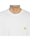 Men's Chase Mini Embroid Logo Short Sleeve T-Shirt White - CARHARTT WIP - BALAAN 7