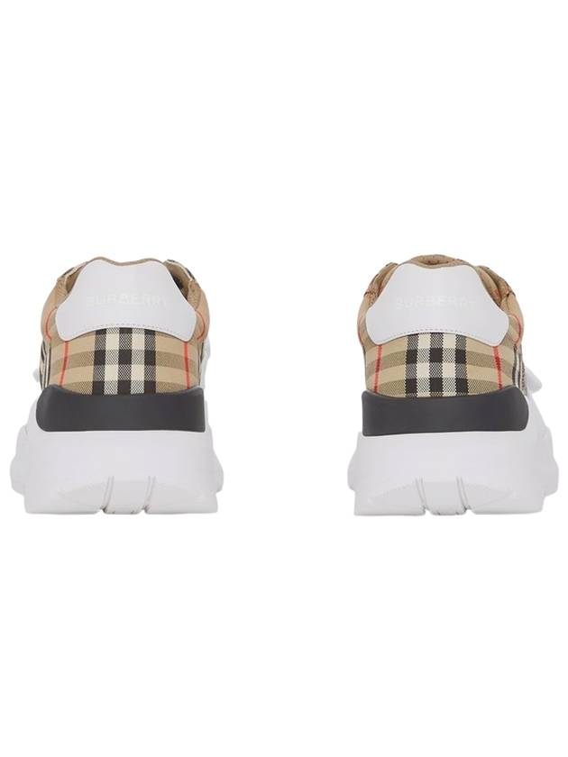 Vintage Check And Leather Sneakers White Archive Beige - BURBERRY - BALAAN 3