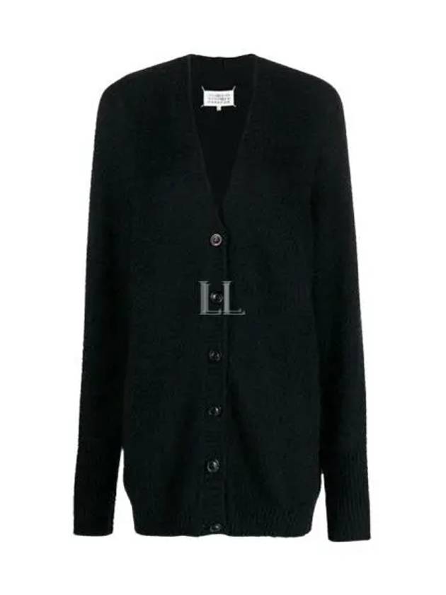 V-Neck Stitch Oversized Knit Cardigan Black - MAISON MARGIELA - BALAAN 2