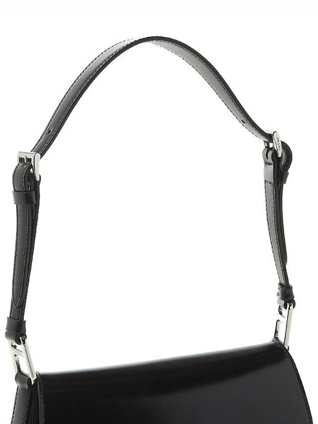 Flap Cleo Brushed Leather Shoulder Bag Black - PRADA - BALAAN 9