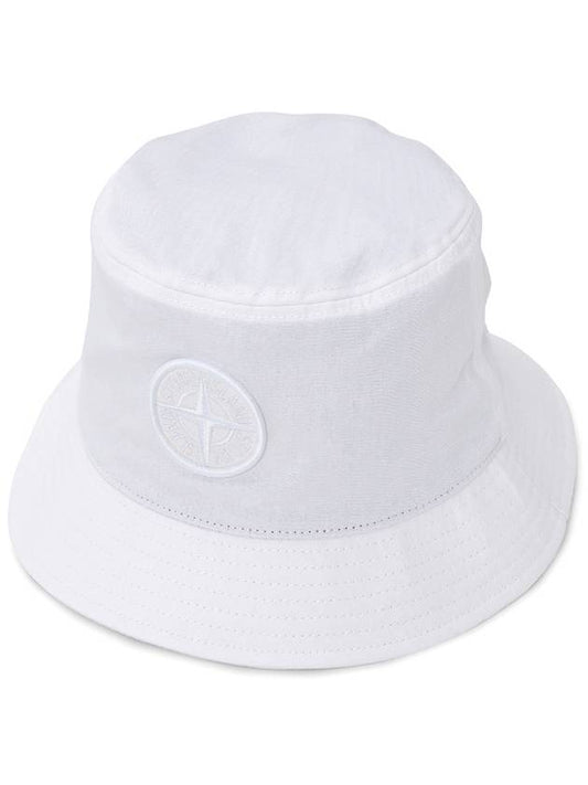 Logo Patch Bucket Hat White - STONE ISLAND - BALAAN 2