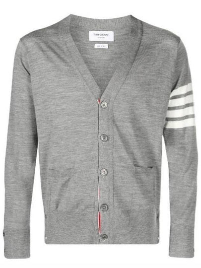 Classic diagonal armband merino wool cardigan - THOM BROWNE - BALAAN 2