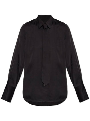 Paul Smith Shirt With Attached Tie, Women's, Black - PAUL SMITH - BALAAN 1