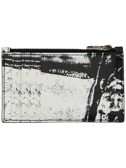 Graffiti Logo Zip Card Wallet Black White - ALEXANDER MCQUEEN - BALAAN 2