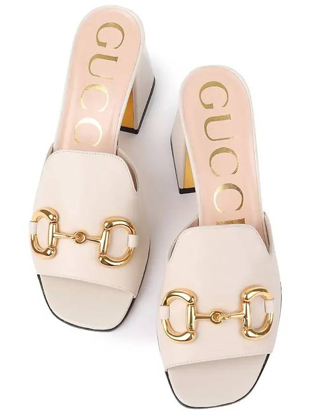 Women's Horsebit Slide Sandals White - GUCCI - BALAAN 3