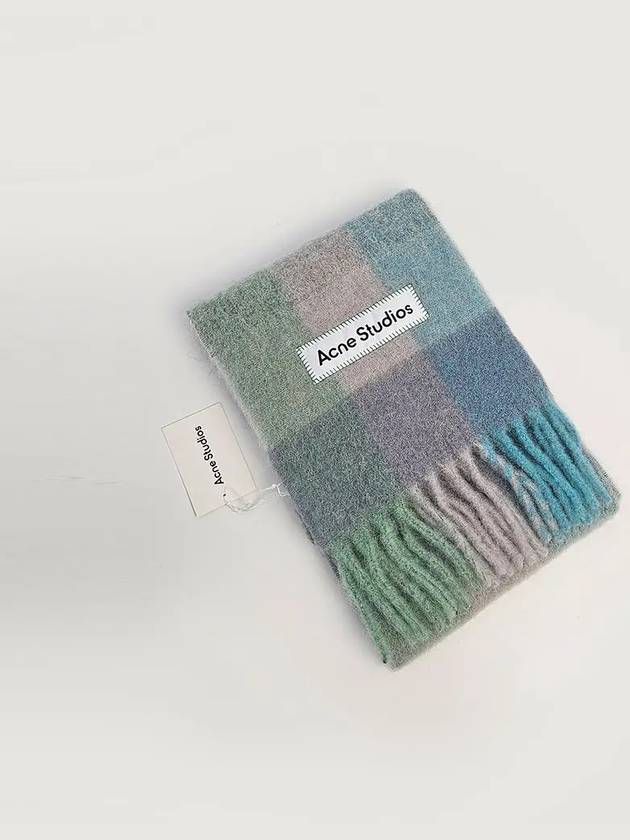 Check Mohair Muffler Turquoise Grey Mint - ACNE STUDIOS - BALAAN 2