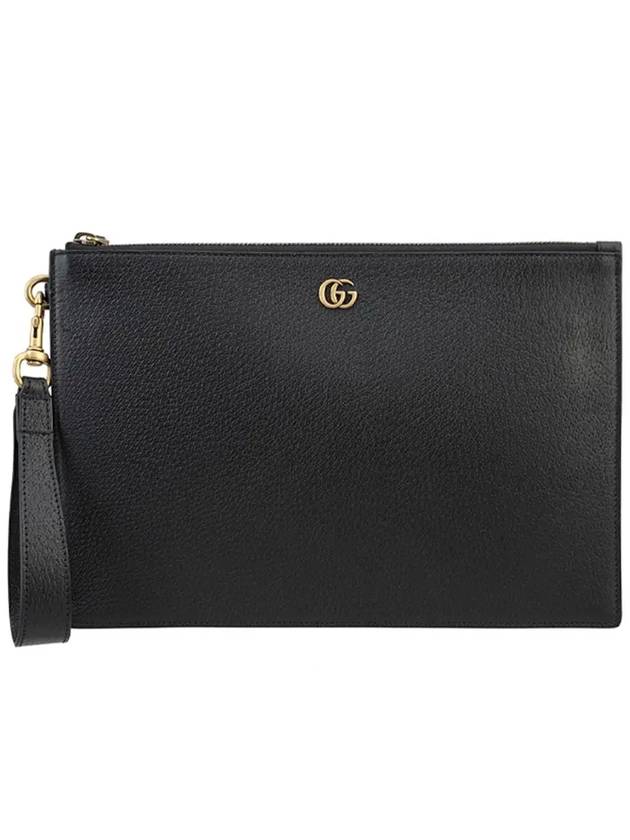 GG Marmont leather strap clutch bag black - GUCCI - BALAAN 2