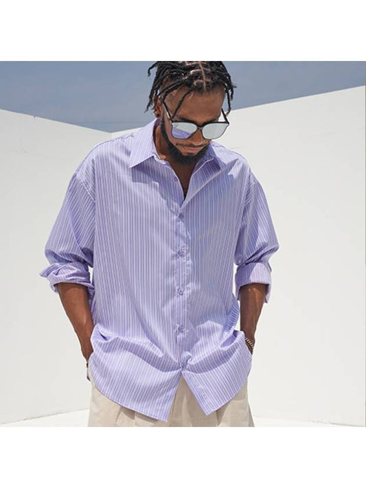 stripe Summer Box Shirt Purple - TENER - BALAAN 1