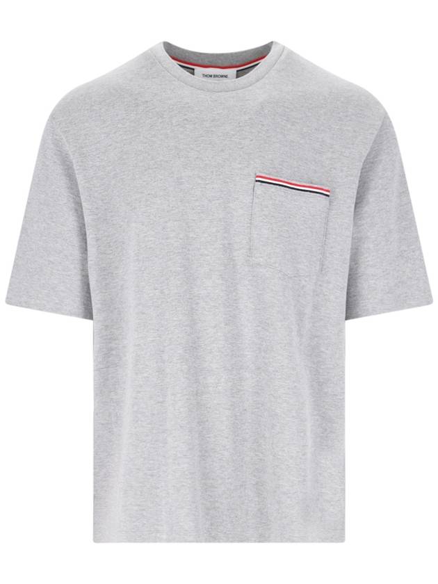 Cotton Oversized Pocket Short Sleeve T-Shirt Light Grey - THOM BROWNE - BALAAN 2