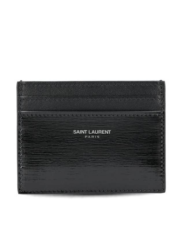 Leather Card Wallet Black - SAINT LAURENT - BALAAN 1