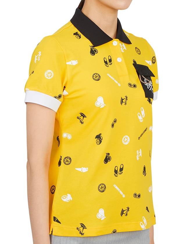 Women's Beach Club Polo Short Sleeve T-Shirt Yellow - HORN GARMENT - BALAAN 4