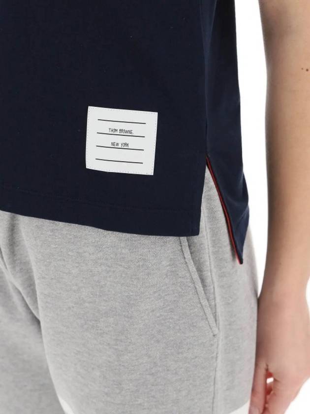 Logo Patch Lightweight Jersey Relaxed Fit Short Sleeve T-Shirt Navy - THOM BROWNE - BALAAN 5