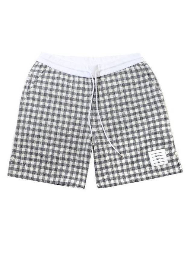 Gingham Check Cotton Shorts Grey - THOM BROWNE - BALAAN 1