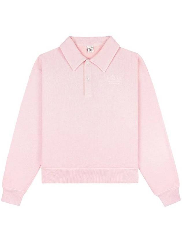 Print Cotton Long Sleeve Polo Shirt Baby Pink - SPORTY & RICH - BALAAN 1