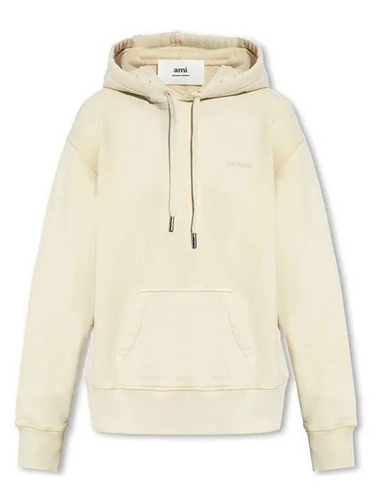 Embroidered Logo Hoodie Top Ivory - AMI - BALAAN 2