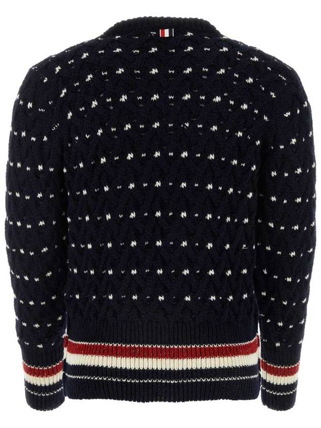 Wool Mohair Long Sleeve Knit Top Navy - THOM BROWNE - BALAAN 3