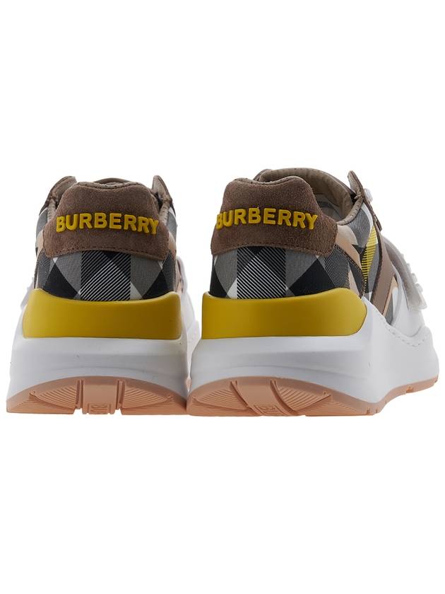 Checked Suede Leather Low-Top Sneakers Brown - BURBERRY - BALAAN 5