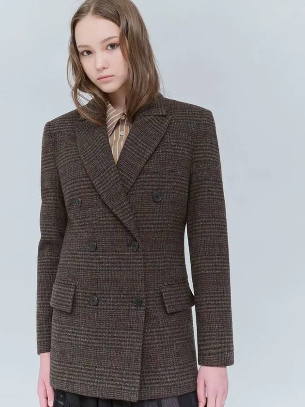 Wool 100 Check Double Jacket Brown 0131 - VOYONN - BALAAN 4