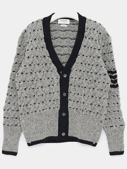 4 Bar Stripe Cable Knit Cardigan Grey - THOM BROWNE - BALAAN 2