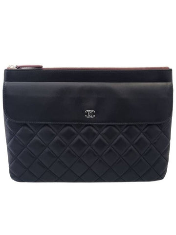 Women s A82682 Silver Logo Lambskin Flap Clutch - CHANEL - BALAAN 1