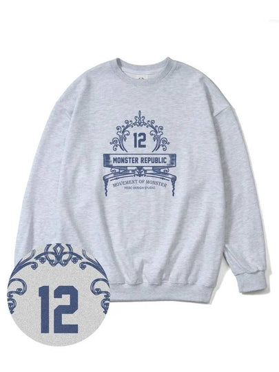 Modelo Indigo Blue Overfit Sweatshirt Melange Gray - MONSTER REPUBLIC - BALAAN 2